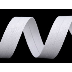 Nastro in sbieco, in cotone, larghezza da chiuso: 18 mm - Bianco (1 Metro)
