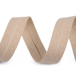 Nastro in sbieco, in cotone, larghezza da chiuso: 18 mm - Beige (1 Metro)