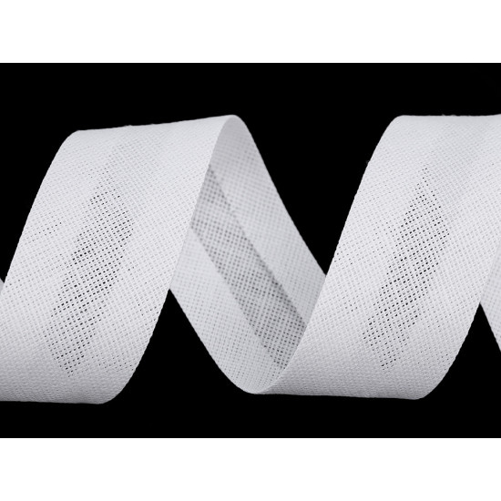 Nastro in sbieco, in cotone, larghezza da chiuso: 30 mm - Bianco (1 Metro) Nastro in sbieco, in cotone, larghezza da chiuso: 30 mm - Bianco (1 Metro)