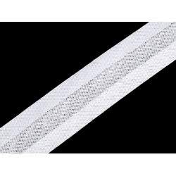 Nastro in sbieco, in cotone, larghezza da chiuso: 30 mm - Bianco (1 Metro)