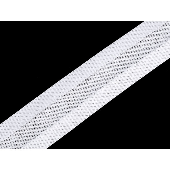 Nastro in sbieco, in cotone, larghezza da chiuso: 30 mm - Bianco (1 Metro) Nastro in sbieco, in cotone, larghezza da chiuso: 30 mm - Bianco (1 Metro)