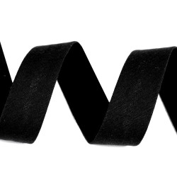 Nastro in sbieco, in cotone, larghezza da chiuso: 20 mm, elasticizzato - Nero (1 Metro)