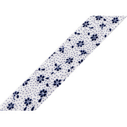 Nastro in sbieco, in cotone, larghezza da chiuso: 20 mm - Bianco blu (14 Metri)