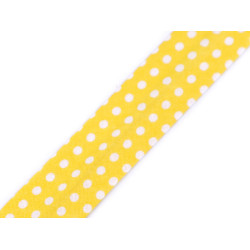 Nastro in sbieco in cotone - motivo: pois, righe, quadretti, larghezza stelle, dimensioni: 20 mm piegato - Giallo (14 Metri)