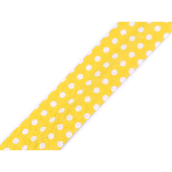 Nastro in sbieco in cotone - motivo: pois, righe, quadretti, larghezza stelle, dimensioni: 20 mm piegato - Giallo (14 Metri) Nastro in sbieco in cotone - motivo: pois, righe, quadretti, larghezza stelle, dimensioni: 20 mm piegato - Giallo (14 Metri)