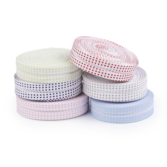 Nastro in sbieco in cotone - motivo: pois, righe, quadretti, larghezza stelle, dimensioni: 20 mm piegato - Giallo (14 Metri) Nastro in sbieco in cotone - motivo: pois, righe, quadretti, larghezza stelle, dimensioni: 20 mm piegato - Giallo (14 Metri)