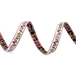 Jacquard ribbon costume trimming, width 9 mm - White (18 Meters)