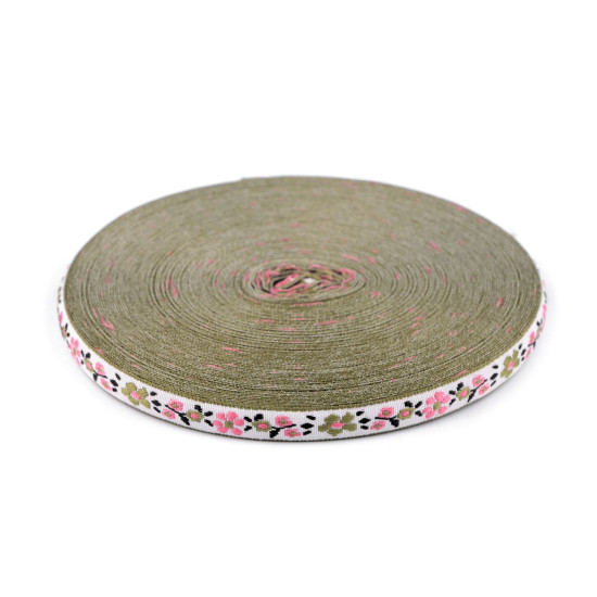 Jacquard ribbon costume trimming, width 9 mm - White (18 Meters) Jacquard ribbon costume trimming, width 9 mm - White (18 Meters)