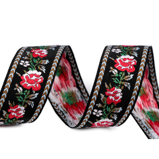 Krajka szerokość 34 mm do strojów ludowych - Czarny (18 Metry) Krajka szerokość 34 mm do strojów ludowych - Czarny (18 Metry)