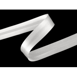 Lamówka atłasowa szerokość 20mm zaprasowana - White (25 Metry)