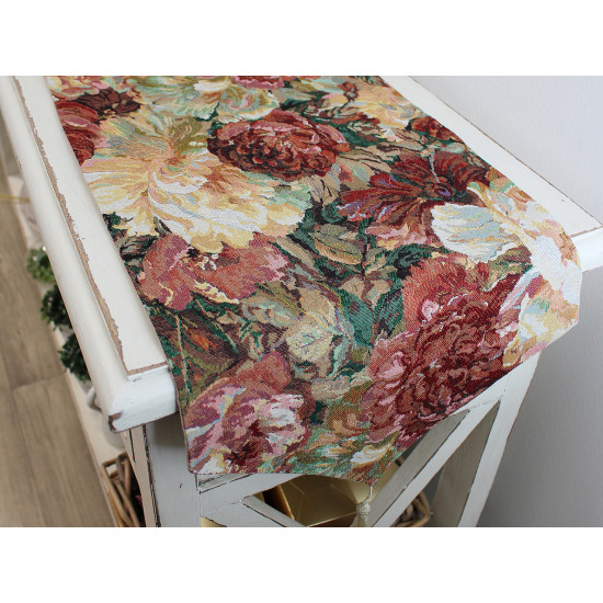 Bieżnik gobelin 33x175 cm kwiaty - Czerwonorózowy (2 Sztuki) Bieżnik gobelin 33x175 cm kwiaty - Czerwonorózowy (2 Sztuki)