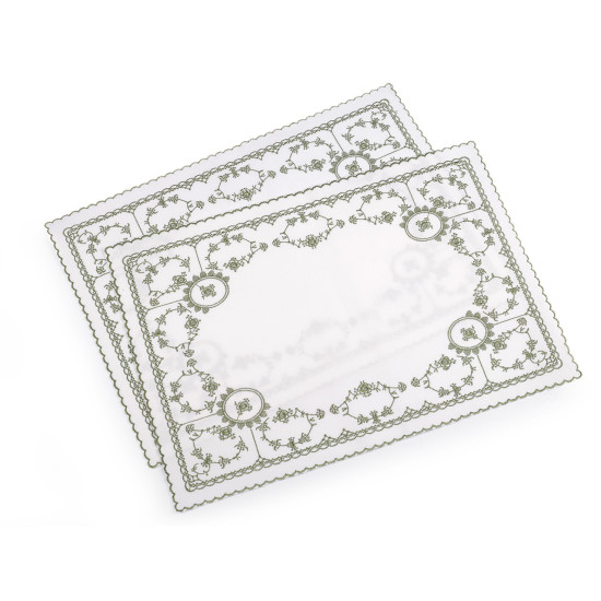 Embroidered placemates 32x45 cm - Green (6 Pieces) Embroidered placemates 32x45 cm - Green (6 Pieces)