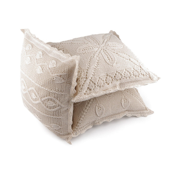 Knitted pillowcase, cotton 45x45 cm - Ecru light (2 Pieces) Knitted pillowcase, cotton 45x45 cm - Ecru light (2 Pieces)