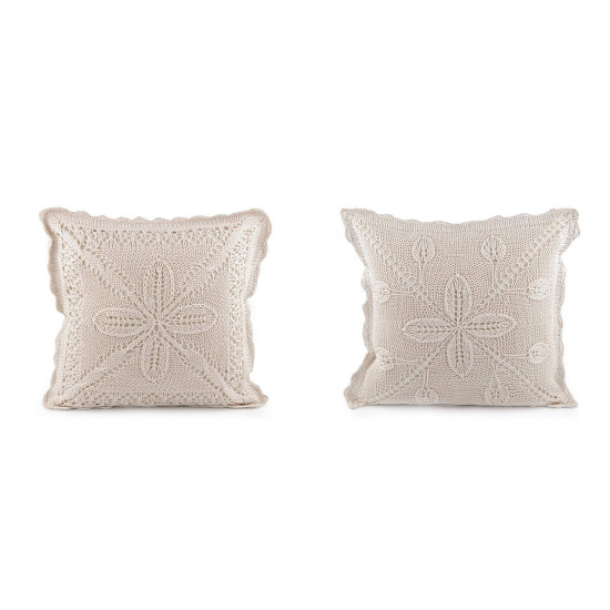Knitted pillowcase, cotton 45x45 cm - Ecru light (2 Pieces) Knitted pillowcase, cotton 45x45 cm - Ecru light (2 Pieces)