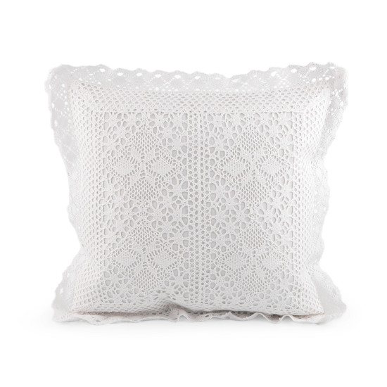 Bobbin-knitted pillowcase 45x45 cm - White (4 Pieces) Bobbin-knitted pillowcase 45x45 cm - White (4 Pieces)