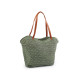 Crocheted raffia / bast handbag with zipper 47x36 cm - Green (3 Pieces) Crocheted raffia / bast handbag with zipper 47x36 cm - Green (3 Pieces)