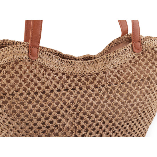 Crocheted raffia / bast handbag with zipper 47x36 cm - Green (3 Pieces) Crocheted raffia / bast handbag with zipper 47x36 cm - Green (3 Pieces)
