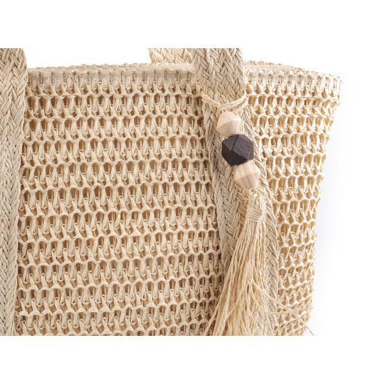 Crocheted raffia handbag with zipper 42x39 cm - Green (3 Pieces) Crocheted raffia handbag with zipper 42x39 cm - Green (3 Pieces)