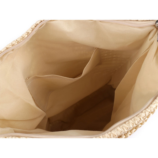 Crocheted raffia / bast handbag with zipper 33x36 cm - Ivory (3 Pieces) Crocheted raffia / bast handbag with zipper 33x36 cm - Ivory (3 Pieces)