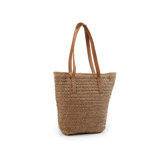 Crocheted raffia / bast handbag with zipper 33x36 cm - Ivory (3 Pieces) Crocheted raffia / bast handbag with zipper 33x36 cm - Ivory (3 Pieces)