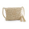 Gehäkelte handtasche aus raffia-bast mit reißverschluss, 27 x 23 cm - Natürlich (1 Stück)
