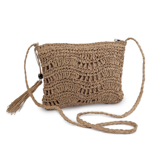 Crocheted raffia / bast handbag with zipper 27x23 cm - Ivory (1 Piece) Crocheted raffia / bast handbag with zipper 27x23 cm - Ivory (1 Piece)