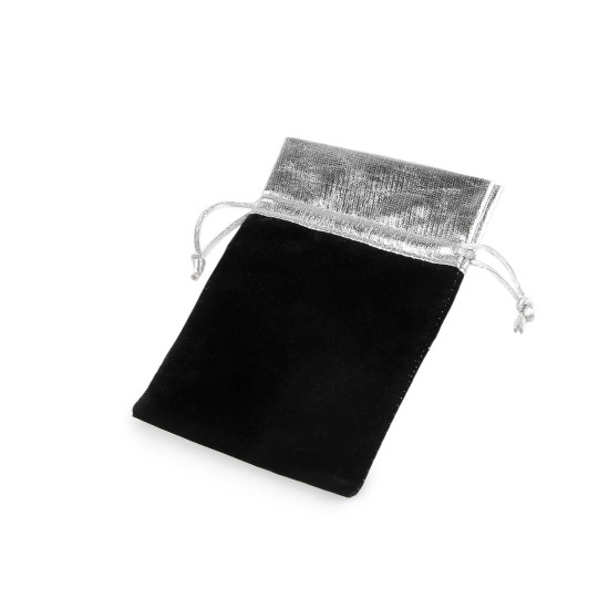 Ajádék zsák 10x13 cm bársony, metalikus - Fekete (40 Darabok) Ajádék zsák 10x13 cm bársony, metalikus - Fekete (40 Darabok)