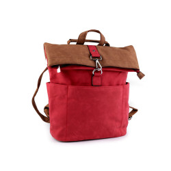 Women's backpack / handbag 2-in-1 made of imitation brushed leather 35x37 cm - Red (1 Piece)