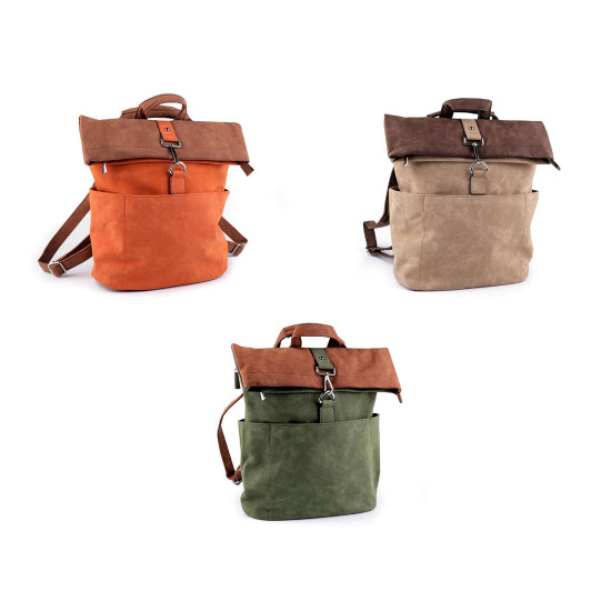 Women's backpack / handbag 2-in-1 made of imitation brushed leather 35x37 cm - Red (1 Piece) Women's backpack / handbag 2-in-1 made of imitation brushed leather 35x37 cm - Red (1 Piece)