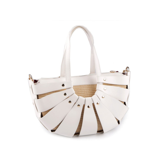Summer handbag with straw structure 35x20 cm - Beige (1 Piece) Summer handbag with straw structure 35x20 cm - Beige (1 Piece)
