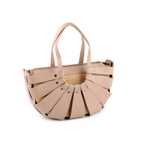 Summer handbag with straw structure 35x20 cm - Beige (1 Piece) Summer handbag with straw structure 35x20 cm - Beige (1 Piece)