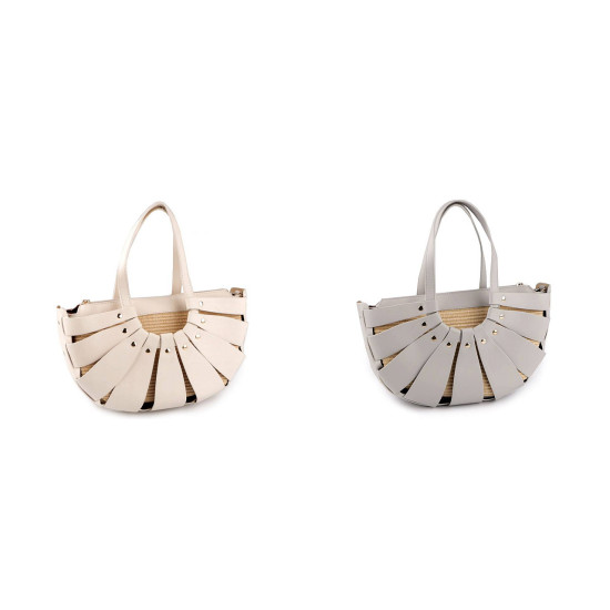 Summer handbag with straw structure 35x20 cm - Beige (1 Piece) Summer handbag with straw structure 35x20 cm - Beige (1 Piece)