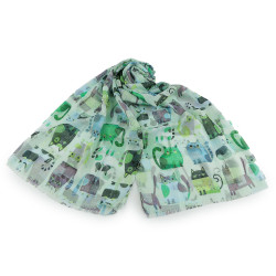 Chusta / szal 70x180 cm koty i psy - Zielony pastelow (1 Sztuka)