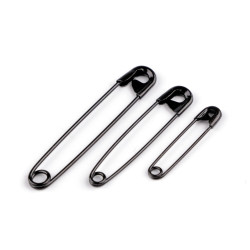 Épingles à nourrice, assortiment de tailles - Vernis noir (1 Botte)