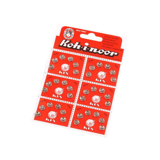 Metal snap fasteners, size 2/0 - Nickel (6 Cards)