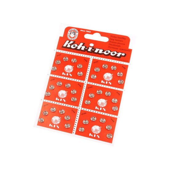 Metal snap fasteners, size 2/0 - Nickel (6 Cards)