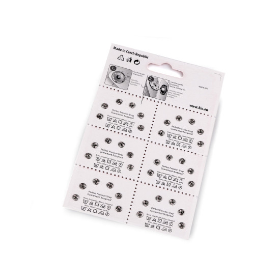 Metal snap fasteners, size 2/0 - Nickel (6 Cards)