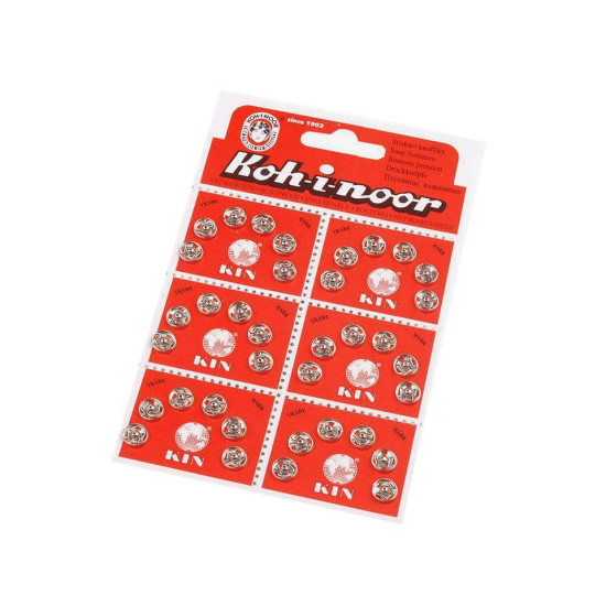 Metal snap fasteners, size 1 and 2 - Black (6 Cards)