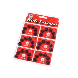 Metal snap fasteners, size 4 - Black (6 Cards)