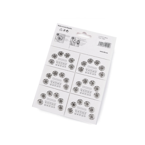 Metal snap fasteners, size 4 - Black (6 Cards)