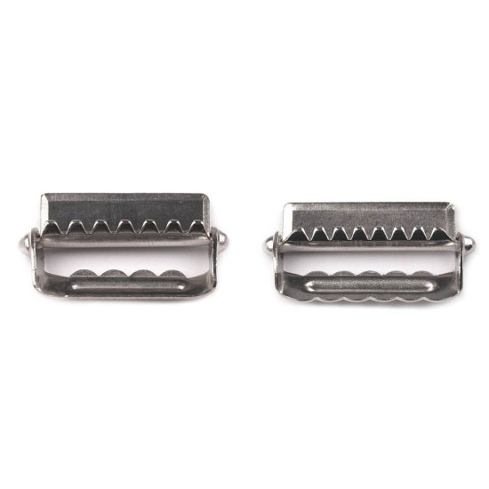 Adjustable suspender slider / adjuster with teeth, width 20; 24; 30; 40 mm - Nickel (20 Pieces) Adjustable suspender slider / adjuster with teeth, width 20; 24; 30; 40 mm - Nickel (20 Pieces)