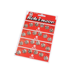 Metal snap fasteners, size 6 - Nickel (4 Cards)