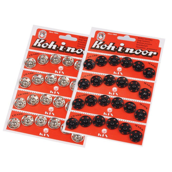Metal snap fasteners, size 7 - Black (4 Cards)