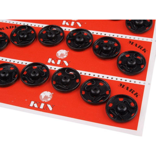 Metal snap fasteners, size 7 - Black (4 Cards)