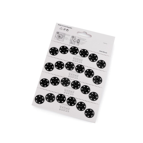 Metal snap fasteners, size 7 - Black (4 Cards)