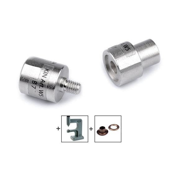 Aufsatz zum nieten von ösen, innen-ø 5,5 und 7 mm - Silber (1 Set) Aufsatz zum nieten von ösen, innen-ø 5,5 und 7 mm - Silber (1 Set)