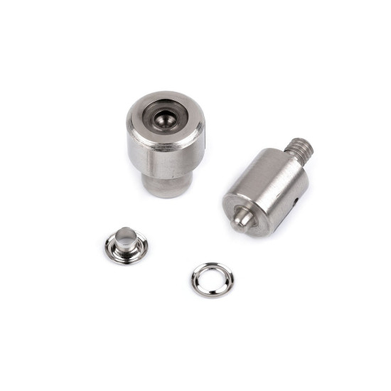Aufsatz zum nieten von ösen, innen-ø 5,5 und 7 mm - Silber (1 Set) Aufsatz zum nieten von ösen, innen-ø 5,5 und 7 mm - Silber (1 Set)
