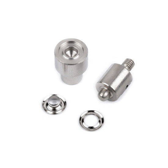 Aufsatz zum nieten von ösen, innen-ø 5,5 und 7 mm - Silber (1 Set) Aufsatz zum nieten von ösen, innen-ø 5,5 und 7 mm - Silber (1 Set)