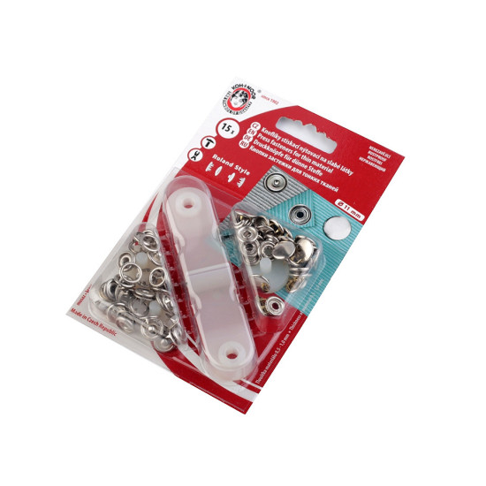 Roland style ø11 mm for thin fabrics, nickel - Nickel (1 Card) Roland style ø11 mm for thin fabrics, nickel - Nickel (1 Card)