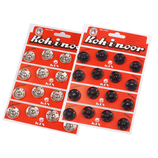 Metal snap fasteners size 8 - Black (4 Cards)